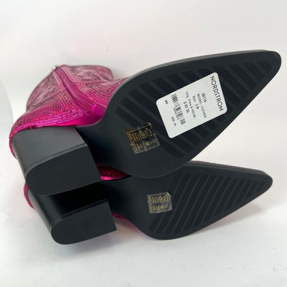 Azalea Wang Merril Sequin Pink Fuchsia Western Boots Size 9 - Picture 6 of 10